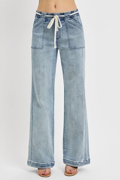 Full Size Straight Leg Jeans with Pockets Plus Size