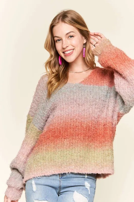 Multi Color Ombre Sweater Top