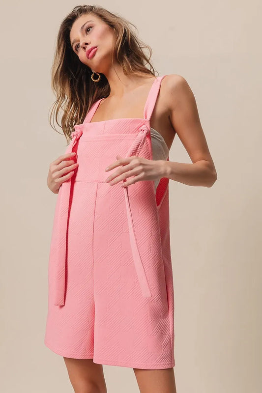 Texured Jacquard Romper with Side Pockets