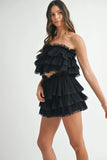 Ruffle Layered Crop Top and Mini Skirt Set