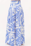 Smocked Tied Waist Abstract Print Wide Leg Pants