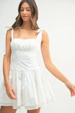 Shoulder Tie Corset Panel Mini Dress