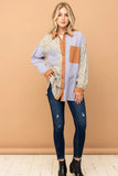 Floral and Plaid Color Block Shirts with Pocket