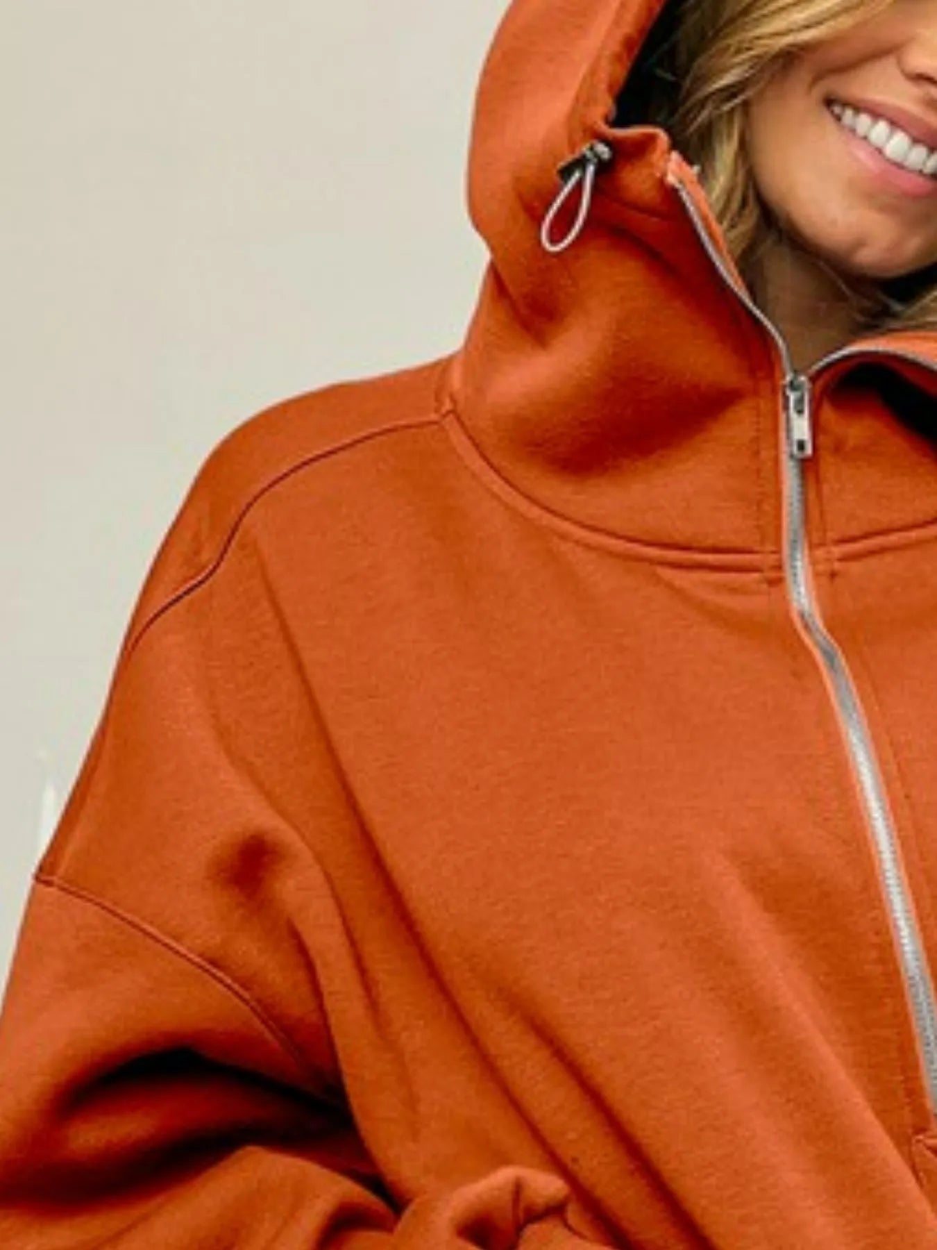 Half Zip Retro Wash Fleece Hoodie