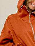 Half Zip Retro Wash Fleece Hoodie