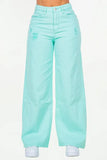 High Waist Distressed Wide Leg Jeans