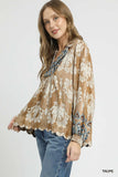 Scalloped Hem Floral Boho Blouse