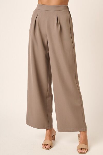 Inverted Pleat Detail Wide Leg Pants