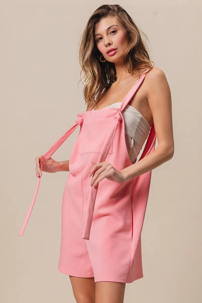 Texured Jacquard Romper with Side Pockets