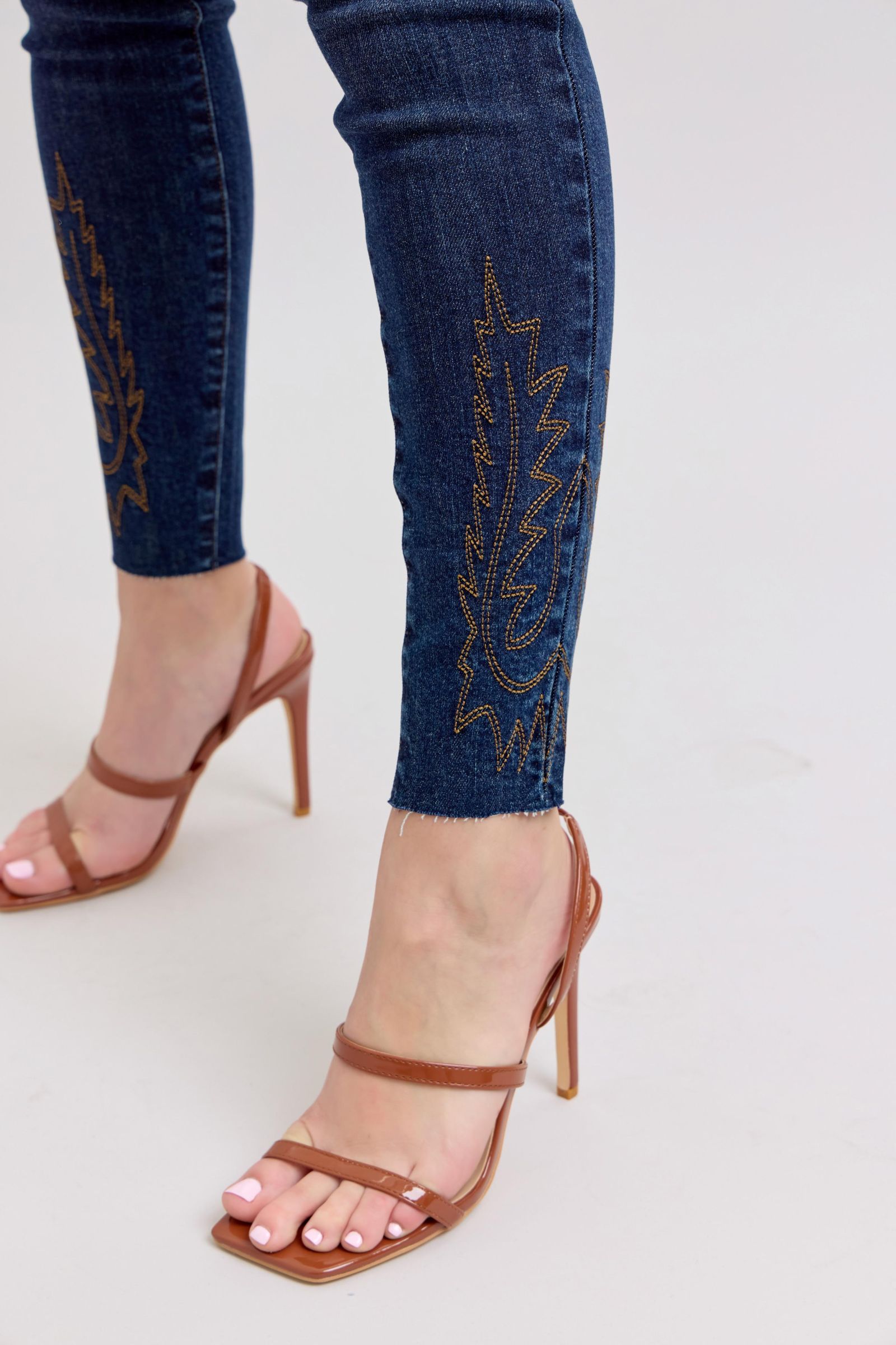 Full Size Embroidered High Rise Skinny Jeans Plus Size