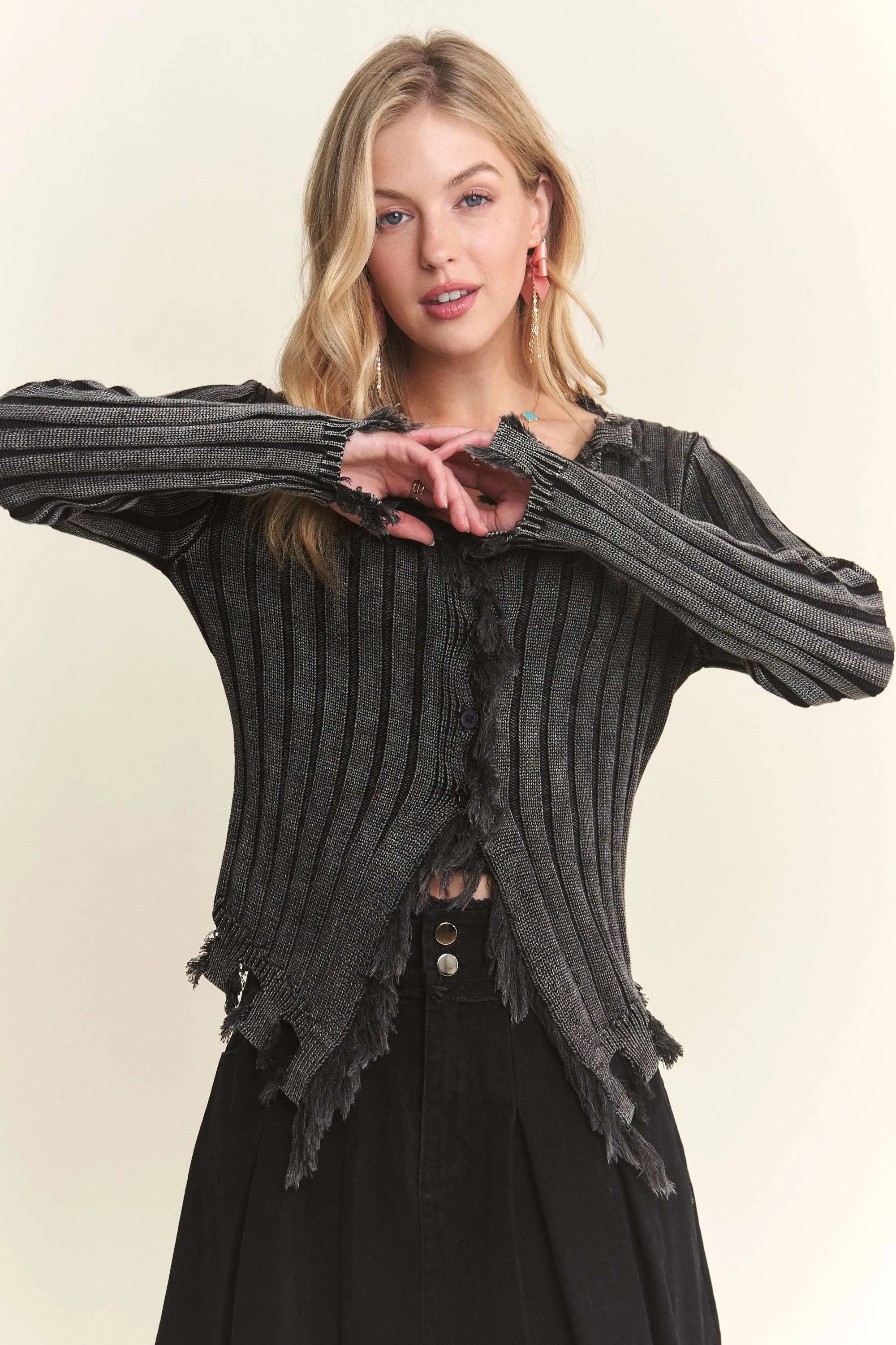 Distressed Edge Washed Sweater