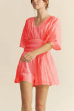 Batwing Sleeve Waist Belt Romper