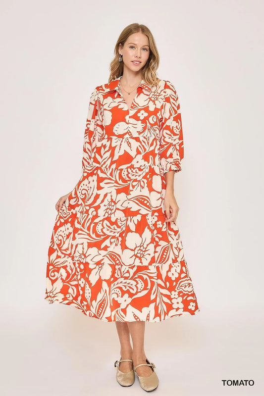 Floral Tiered Midi Dress