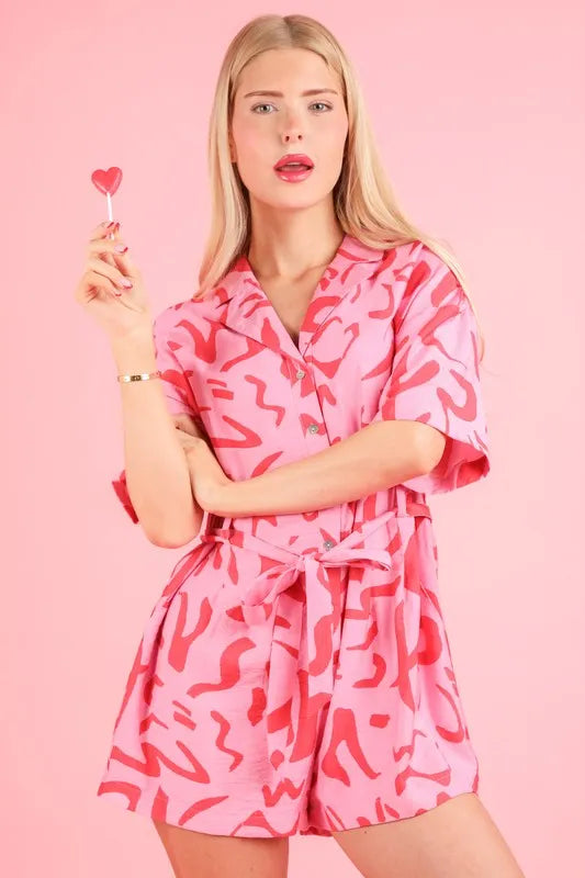 Oversized Printed Button Down Resort Romper