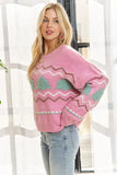 Full Size Fluffy Tree Sweater Top