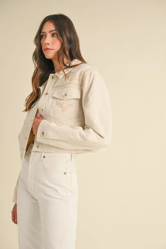 Embroidered Quilted Cropped Jacket