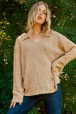 Textured Basic Collar Neck Sweater Pullover