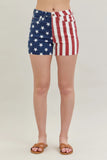 Full Size High Waist Americana Flag Fray Hem Shorts Plus Size