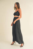 Smocked Bralette Crop Top and Wide Leg Pants Set