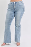 Full Size Midi Rise Rhinestone Side Panel Detail Flare Jeans Plus Size