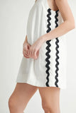 Linen Mix Side Ric Rac A-Line Mini Dress