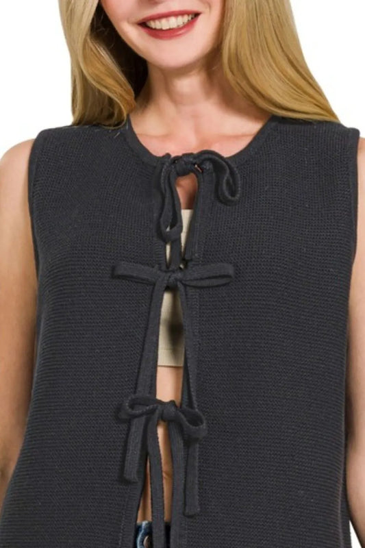 Tie Front Sweater Vest