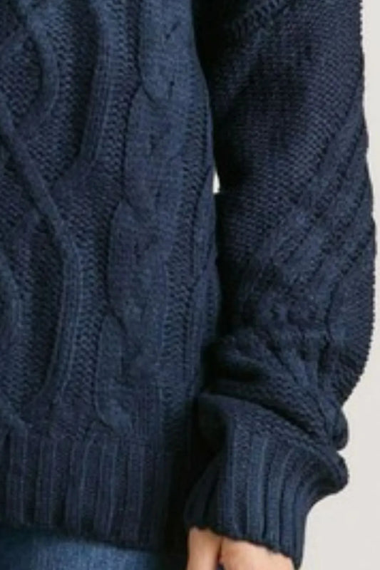  Cable Knit Off Shoulder Sweater