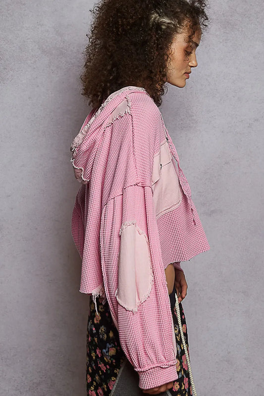Vintage-Inspired Corduroy Cropped Hoodie Jacket