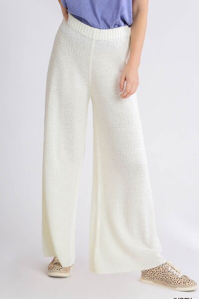 Full Size Elastic Waistband Wide Leg Sweater Pants Plus Size