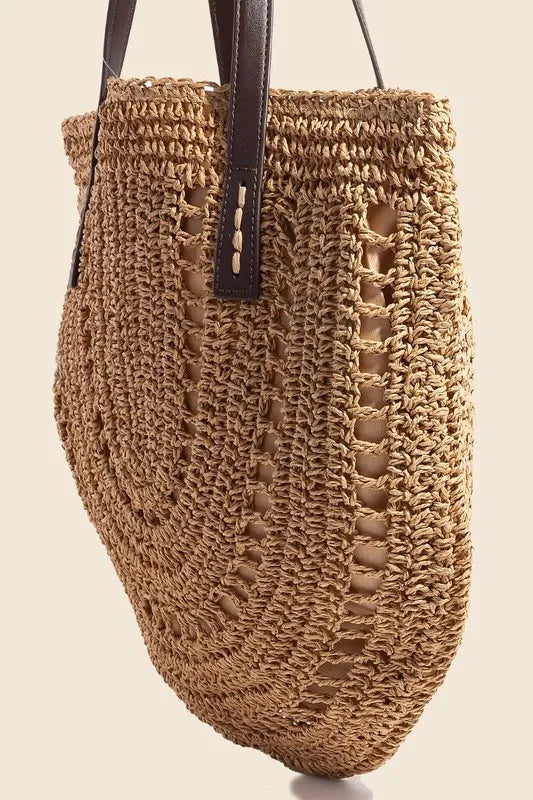 Straw Braided Rounded Tote Bag