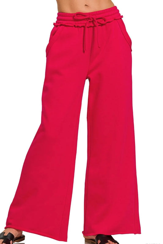 Fleece Exposed Seam Wide Leg Sweatpants