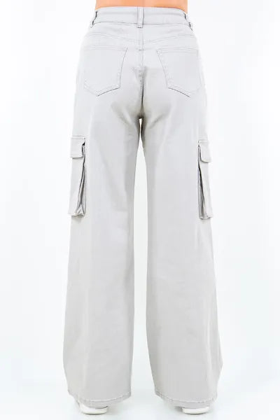 Full Size Drawstring Wide Leg Cargo Pants Plus Size