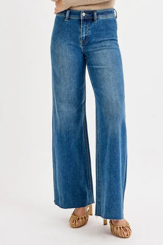 Elevated Waistline Flare Denim Pants