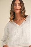 V-Neck Varsity Crop Knit Sweater and Skirt Set