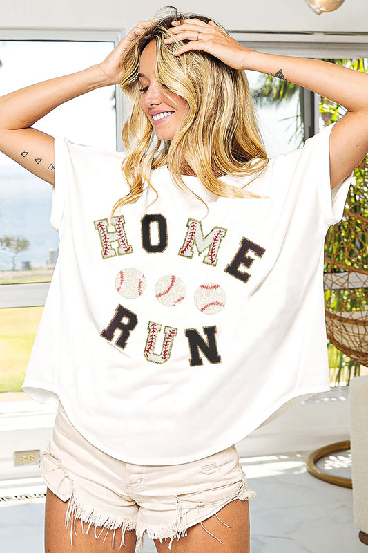 Home Run Graphic Casual Short Sleeve Tee