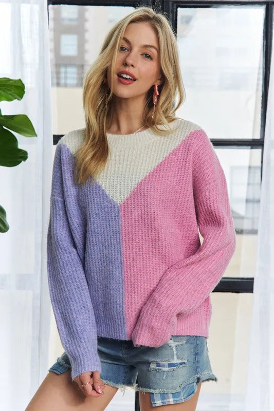 Colorblock Comfy Sweater Top