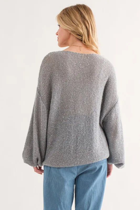 Sequined Light Weight Pullover Sweater