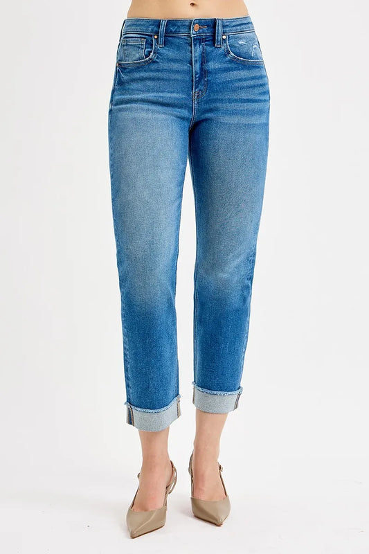 Premium High-Waist Relaxed Fit Cropped Denim Jeans
