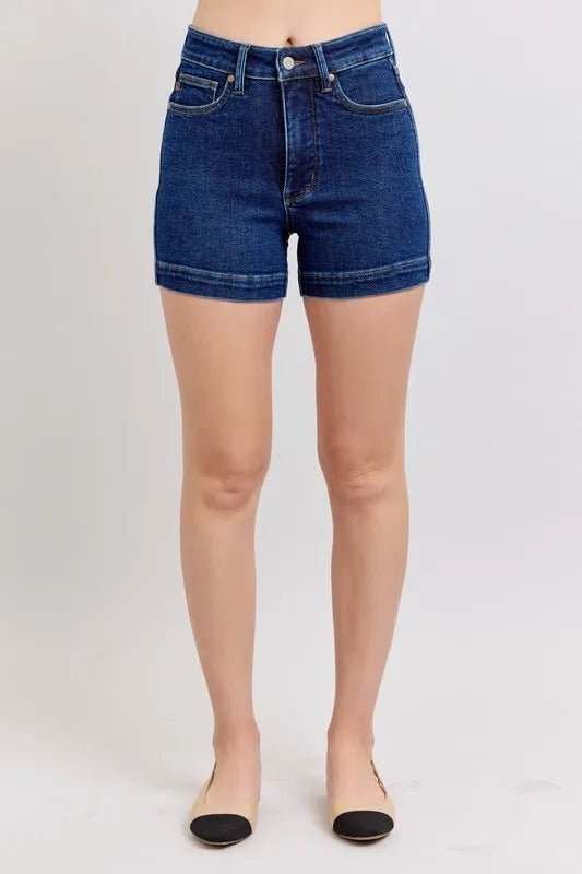 High Waist Tummy Control Denim Shorts