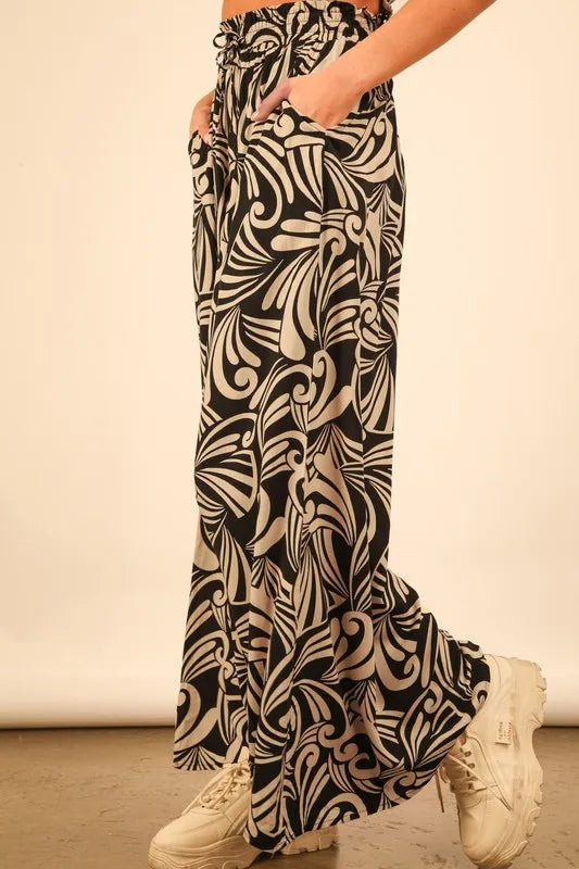 Printed Wide Leg Pants