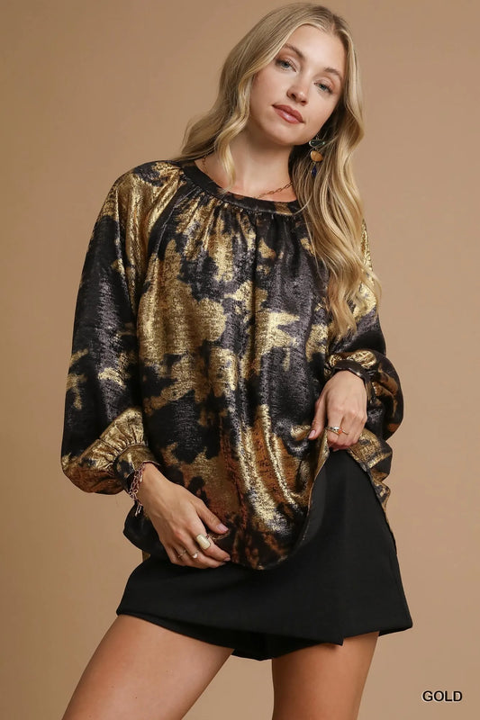 Glamorous Balloon Sleeve Metallic Blouse