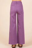 Twill High Waisted Button Fly Wide Leg Pants