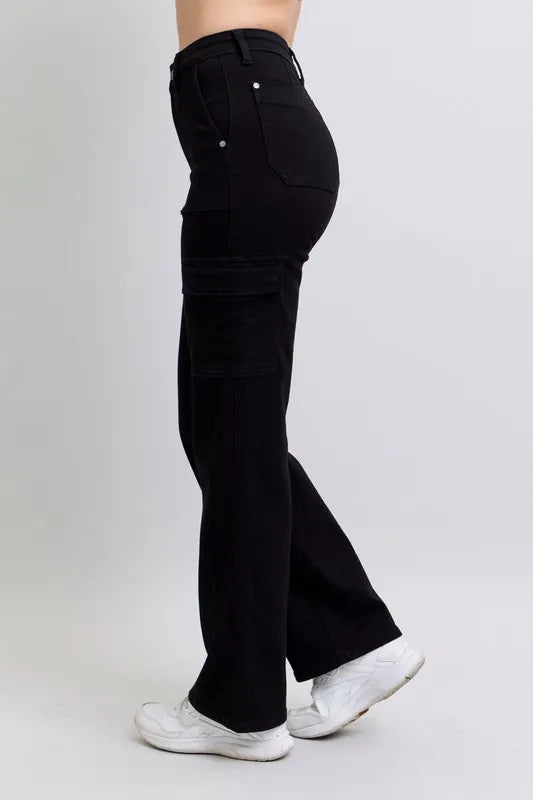 Full Size High Waist Cargo Wide Leg Jeans Plus Size