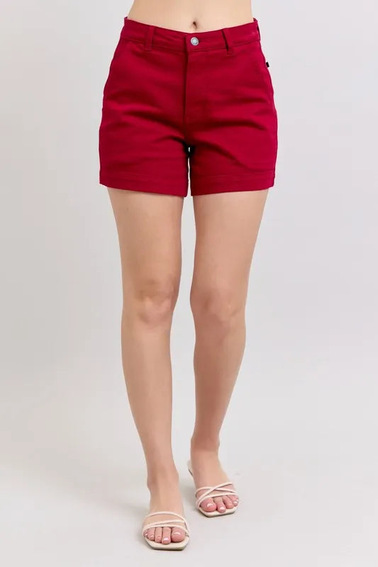 High Waist Tummy Control Garment Dyed Heart Shaped Denim Shorts