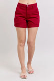 High Waist Tummy Control Garment Dyed Heart Shaped Denim Shorts