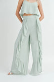 Crop Cami and Ruffled Wide Leg Pants Set