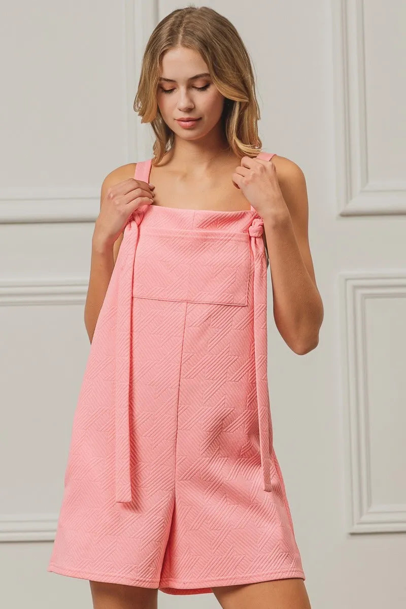 Texured Jacquard Romper with Side Pockets