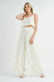 Crop Cami and Ruffled Wide Leg Pants Set