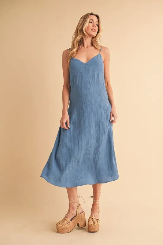 Side Button Midi Cami Dress
