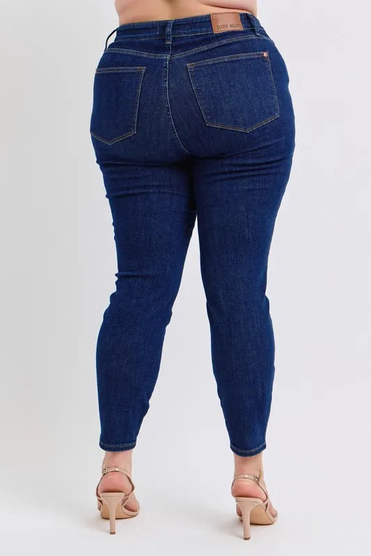 Full Size Midi Rise Tummy Control Classic Skinny Jeans Plus Size